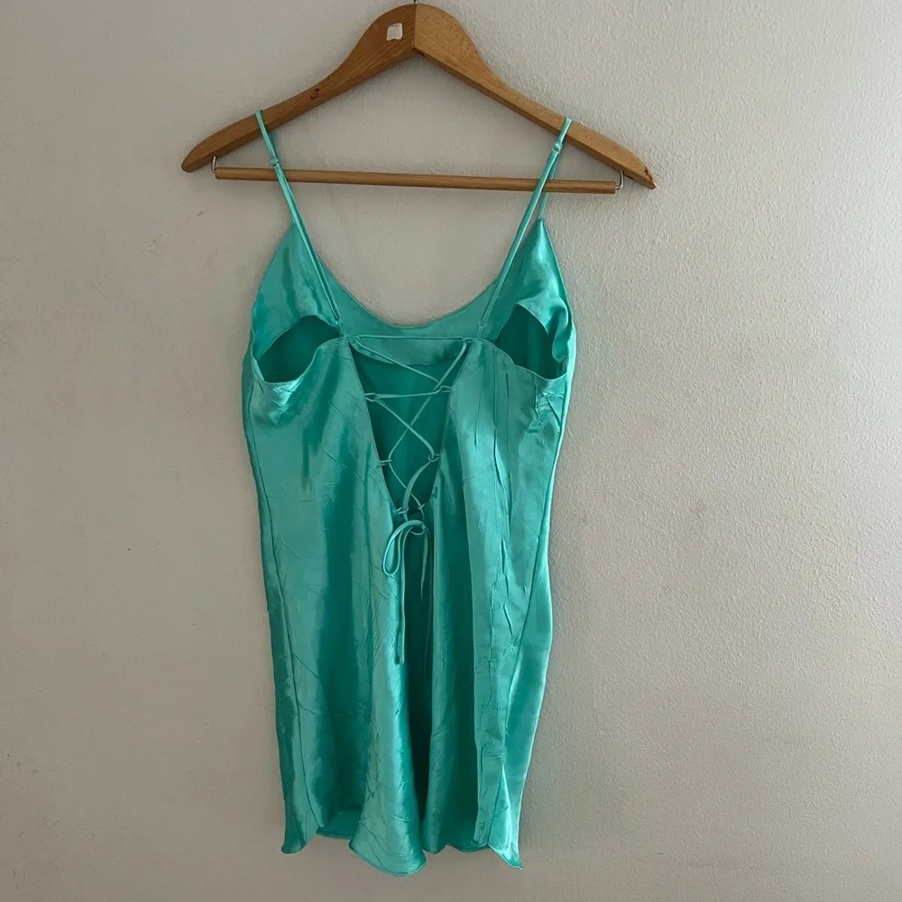 Vintage Victoria’s Secret Teal Slip Dress - Picture 2 of 3
